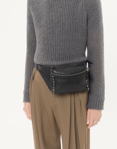 Valentino - Valentino Sweater In Wool And Nylon Blend With Studded Leather Loop - Dark Grey - Man - Knitwear