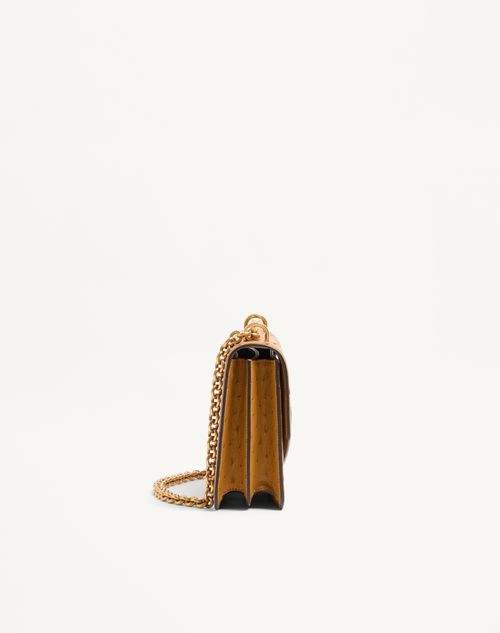Valentino Garavani - Valentino Garavani Vain Ostrich Shoulder Bag - Tobacco - Woman - Shoulder Bags