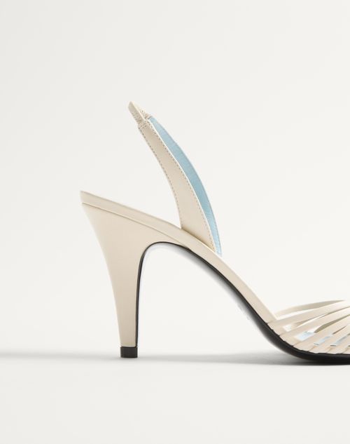 Valentino Garavani - Coeur Royal Kidskin Sandal 85mm - Butter - Woman - Sandals