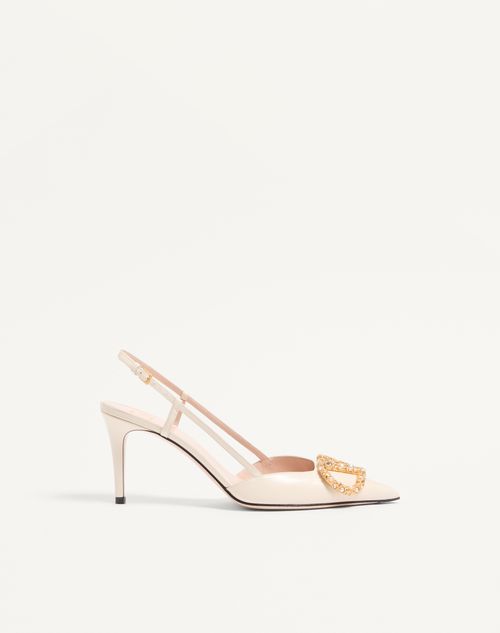 Valentino Garavani Vlogo Signature Slingback Calfskin Pump With Jewel Logo 80mm Woman Ivory 39