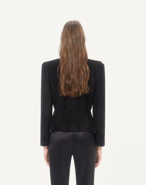 Valentino - Suede Leather Jacket - Black/gold - Woman - Jackets And Blazers