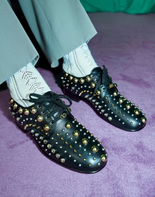 Valentino Garavani - Mj Blues Nappa Derby - Black - Man - Lace-ups