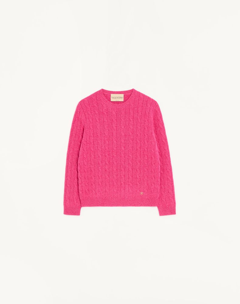 Valentino Mouliné Wool Jumper Woman Fuchsia L In Pink