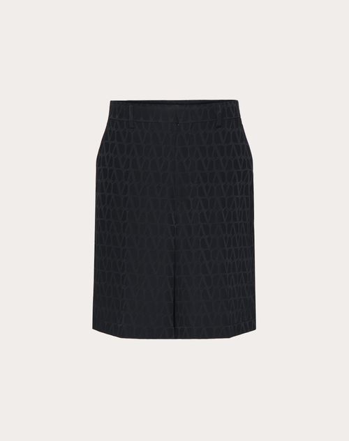 Shop Valentino Bermuda Shorts In Silk With All-over Toile Iconographe Pattern In Black