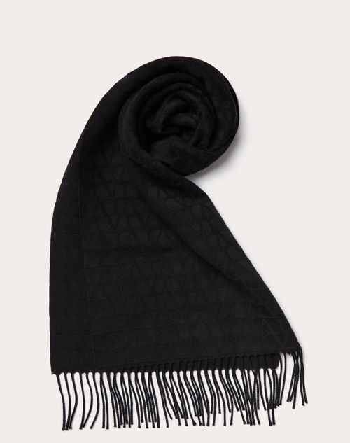 Shop Valentino Garavani Toile Iconographe Wool Scarf Woman Black Uni
