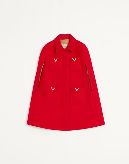 Valentino - Drill Double Cape - Red - Woman - Coats And Outerwear