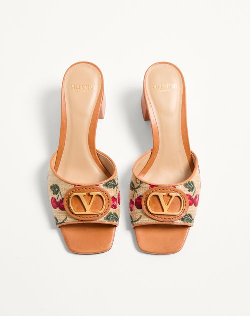 Valentino Garavani - Vlogo Signature Cherryfic Slide Sandal 60mm - Natural/red - Woman - Sandals