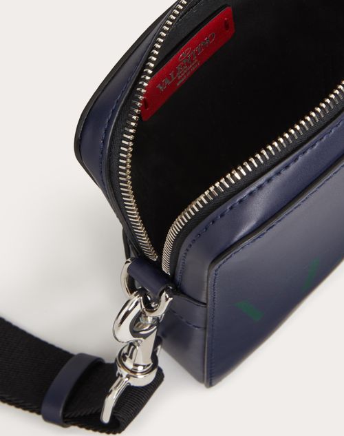 Valentino Garavani - Vltn レザー スモール ショルダーバッグ - マリン/チェリー - メンズ - ショルダーバッグ