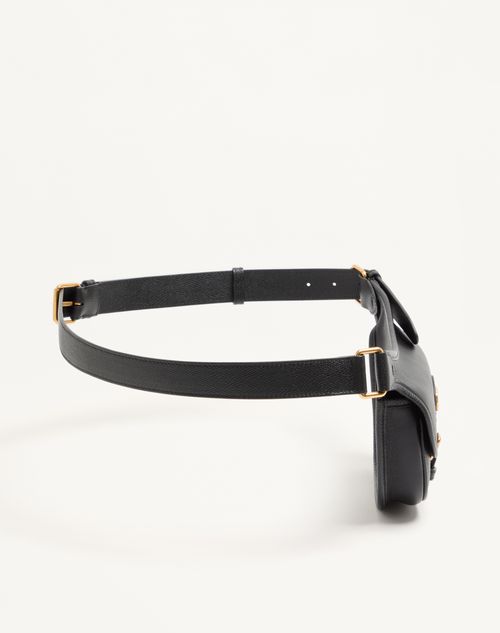 Valentino Garavani - Valentino Garavani Antibes Calfskin Pouch - Black - Man - Belt Bags