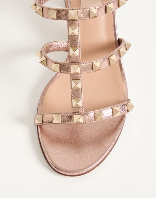 Valentino Garavani - Rockstud Slide Sandal In Laminated Nappa 60mm - Rose Cannelle - Woman - Sandals