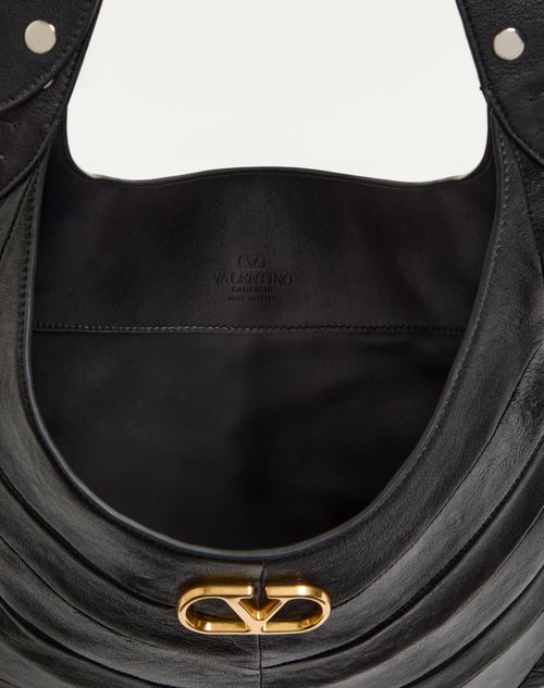 Valentino Garavani - Valentino Garavani Hoboho Nappa Leather Hobo Bag With Chevron Pattern - Black - Woman - Shoulder Bags