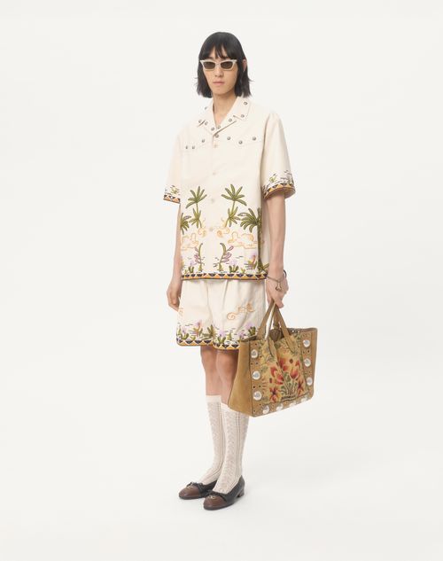 Valentino - Cotton Canvas Shirt With Floral Embroidery - Shell - Man - Shirts