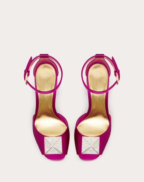 ワンスタッズ スタッズ＆クリスタル オープントゥ サテン