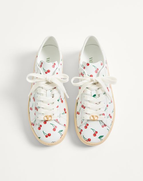 Valentino Garavani - Royco Sneaker In Nappa Calfskin With Cherryfic Pattern - White - Woman - Sneakers