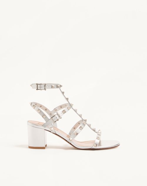 Valentino Garavani - 락스터드 라미네이트 카프스킨 샌들 60mm - 실버 - 여성 - 샌들