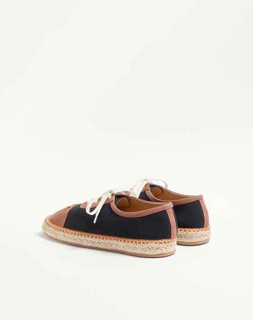 Valentino Garavani - Palm Avenue Espadrilles In Canvas And Buffalo - Black - Man - Loafers And Drivers