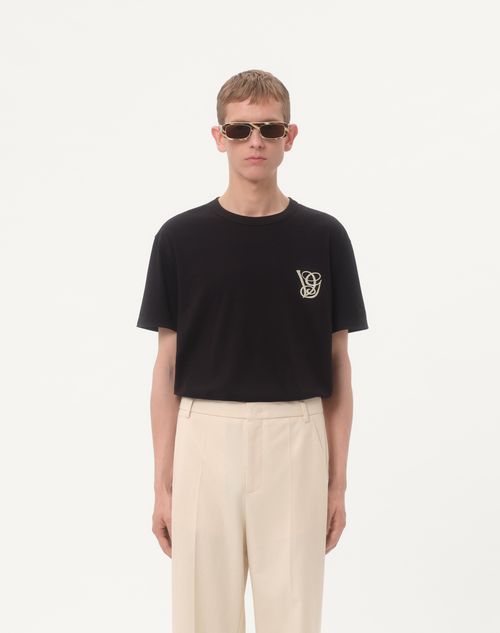 Valentino - Cotton T-shirt With Vg Patch - Black - Man - T-shirts And Sweatshirts