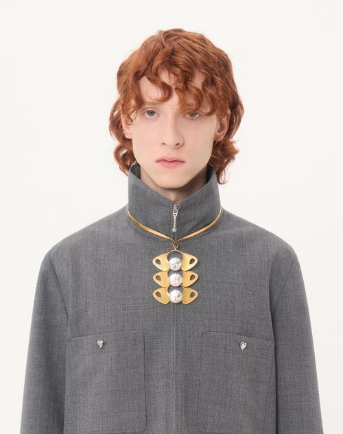 Valentino - Valentino Shirt Jacket In Mouliné Wool - Black/gray - Man - Outerwear
