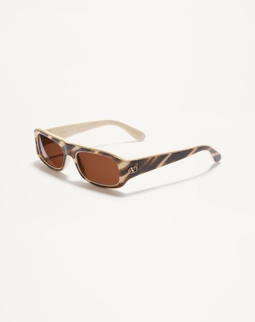 Valentino - Sleek Rectangular 90s Acetate Eyewear - Ivory/amber - Unisex - Eyewear