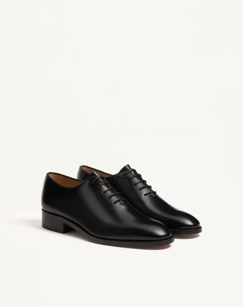 Valentino Garavani - Pas Des Dieux Oxford In Leather - Black - Man - Lace-ups