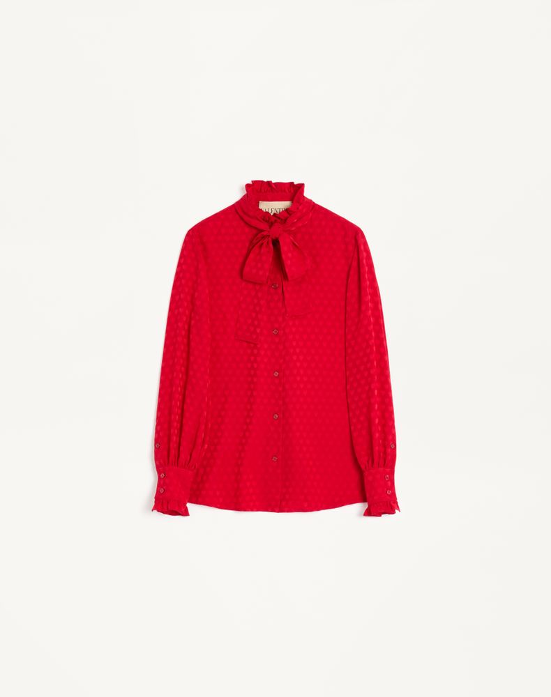 Valentino Women's Paris Crepe De Chine Shirt With La Cour De Coeur Print Woman 44