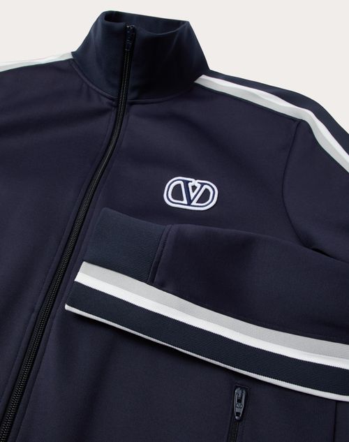 Valentino - High-neck Acetate Sweatshirt With Zipper And Vlogo Signature Patch - Navy - Man - T-shirts And Sweatshirts