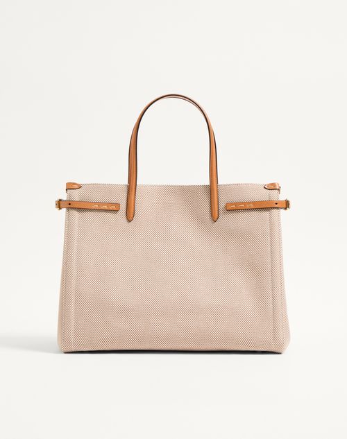 Valentino Garavani - Valentino Garavani Antibes Medium Canvas Shopping Bag - Natural/tobacco - Woman - Totes