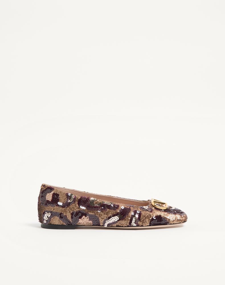 Valentino Garavani Vlogo Signature Ballerinas With Animalier Embroidery Woman Brown/multicolour 39.5