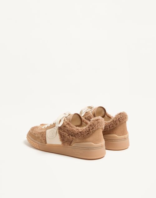 Valentino Garavani - Upvillage Sneaker In Wool And Crust Leather - Camel/glace - Woman - Sneakers