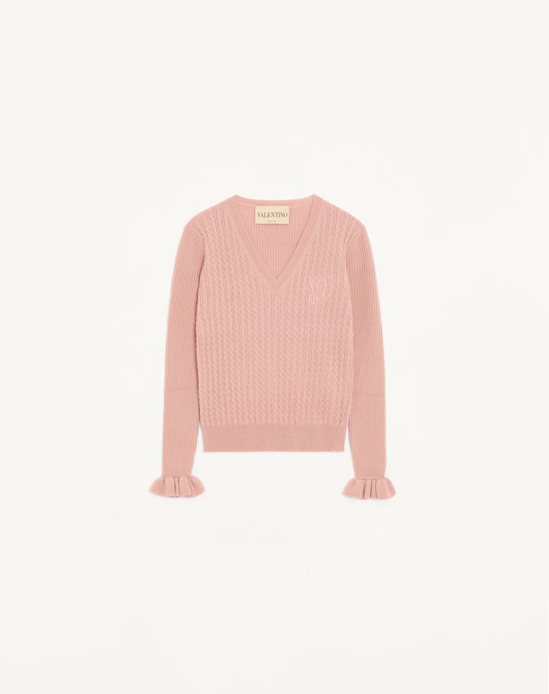 Valentino Women's Pink Embroidered Cashmere Jumper Woman Xs