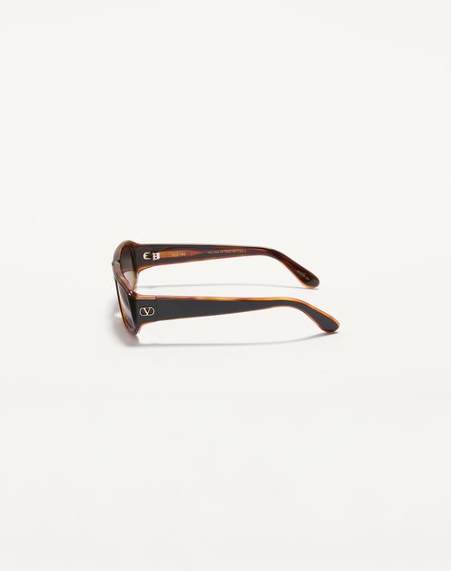 Valentino - Sleek Rectangular 90's Acetate Eyewear - Black/beige - Unisex - Eyewear