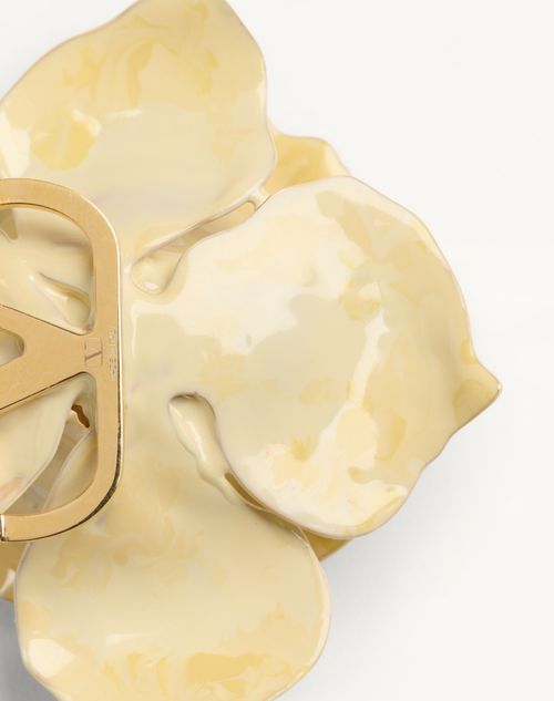 Valentino Garavani - Broche Valentino Garavani Fleur Lumineuse En Métal, Ornée D'émail Et De Tissu - Or/ivoire/multicolor - Homme - Bijoux Et Montres