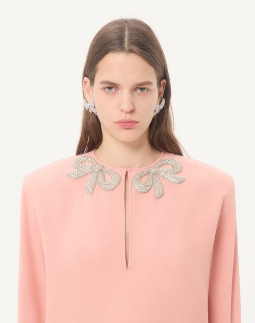 Valentino - Vestido Corto Bordado De Cady Couture - Rosa/plateado - Mujer - Vestidos