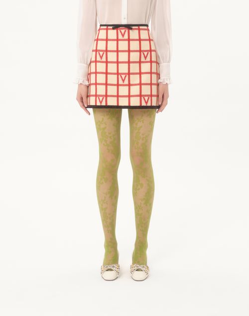 Valentino - Check Skirt With Vlogo - Birch/paris - Woman - Skirts