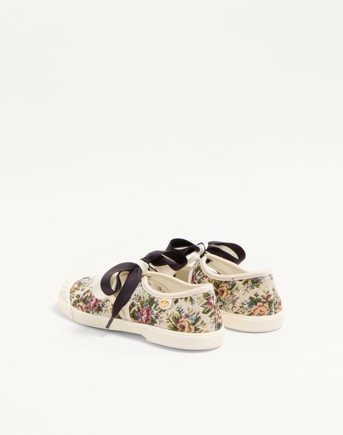 Valentino Garavani - Bay By Bay Ballerina Sneakers In Papier Floral Jacquard Fabric - Beige/multicolor - Woman - Sneakers