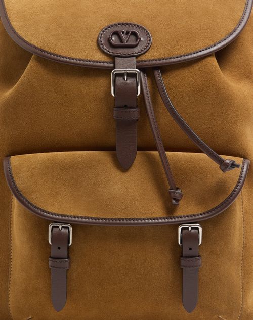 Valentino Garavani - Zaino Valentino Garavani Antibes In Suede - Havana Beige - Uomo - Zaini