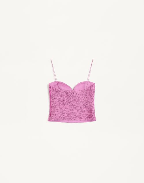 Valentino - Chiffon Top In Plusdepois Print - Absolute Rose/black - Woman - Shirts & Tops