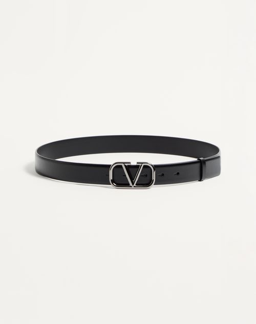 Valentino Garavani - Vlogo Signature Calfskin Belt 30 Mm - Black - Man - Accessories