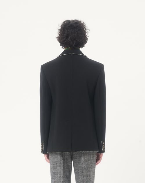 Valentino - Valentino Single-breasted Wool Jacket With Valentino Patch - Black - Man - Coats And Blazers