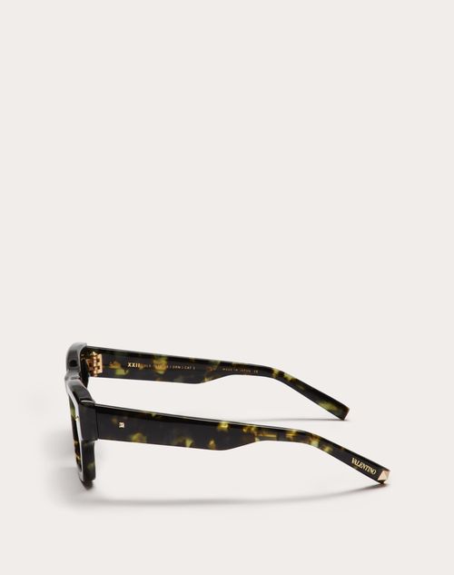 Valentino - Xxii - Rectangular Acetate Frame - Black - Unisex