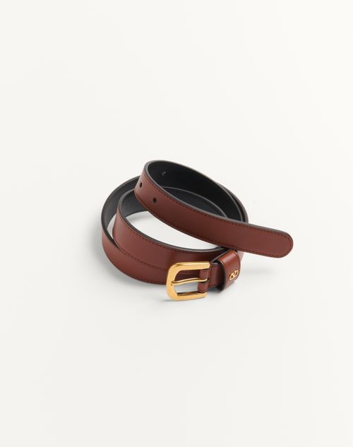 Valentino Garavani - Vlogo Signature Belt In Shiny Calfskin 25 Mm - Deep Caramel - Man - Belts