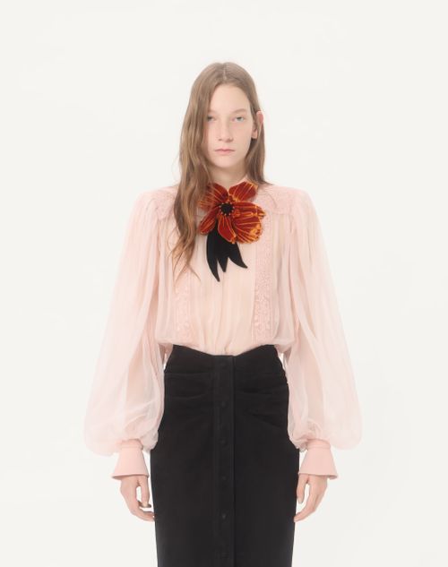 Valentino - Embroidered Organza Top - Pink - Woman - Shirts & Tops