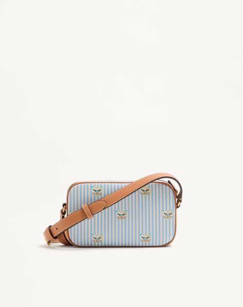 Valentino Garavani - ヴァレンティノ ガラヴァーニ Vロゴ シグネチャー ル シャ デ ラ メゾンプリント グレインカーフスキン ミニバッグ - アジュールブルー/アイボリー - メンズ - ショルダーバッグ