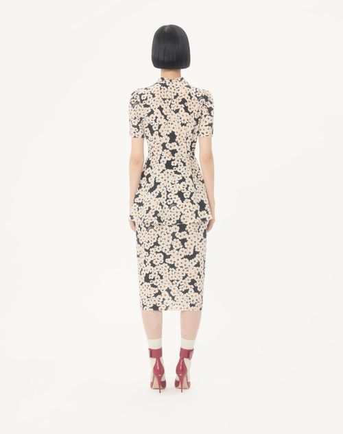 Valentino - Robe Mi-longue En Crêpe De Chine À Imprimé Après L'hiver Primula - Noir/multicolore - Femme - Robes