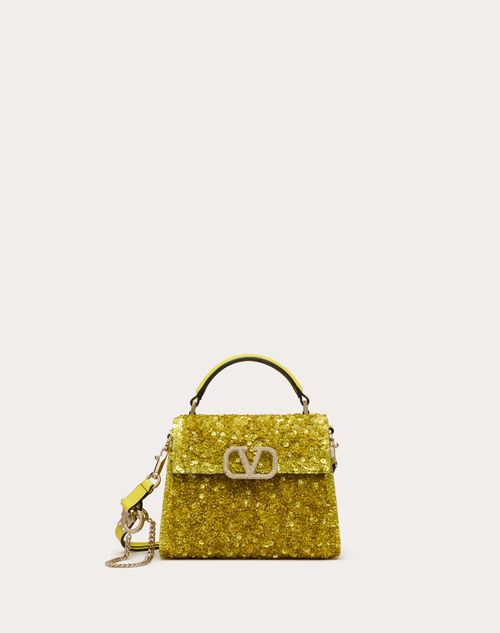 Valentino Garavani Mini Vsling Embroidered Handbag Woman Gold Uni In Gray