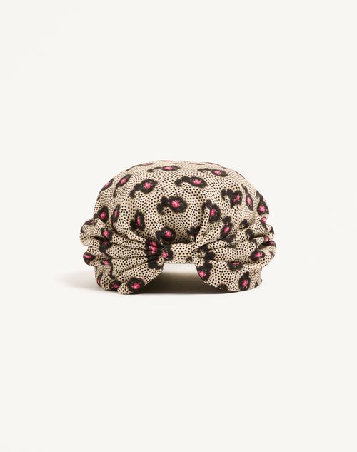 Valentino Garavani Silk Turban With Micro Cashmere Plus De Pois Print Woman Butter/black Uni In Multi