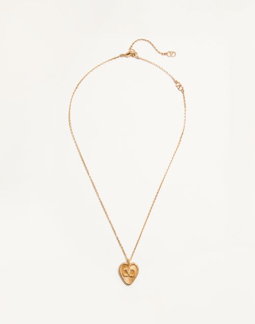 Valentino Golden Fil Perdu Necklace In Antique Brass