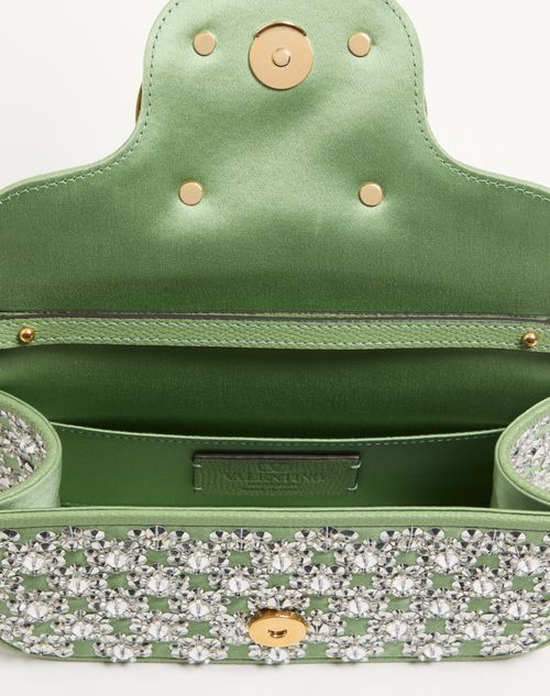 Valentino Garavani - Valentino Garavani Locò Small Embroidered Shoulder Bag - Mint/crystal - Woman - Shoulder Bags