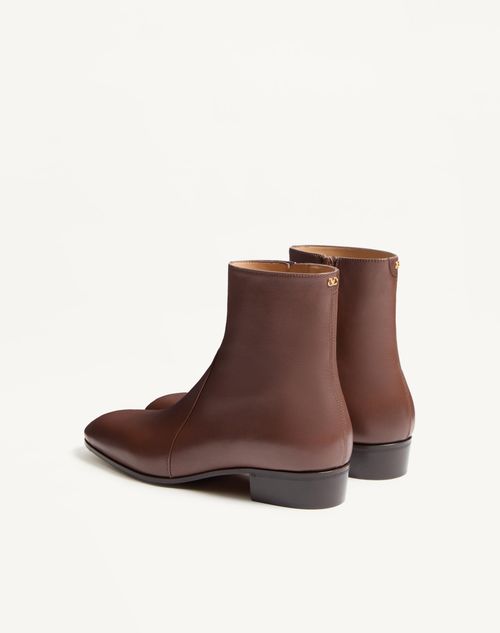 Valentino Garavani - Pat Ankle Boot In Kidskin - Bark Brown - Man - Boots