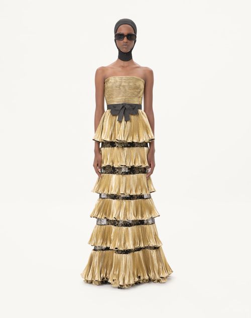 Valentino - Long Dress In Jacquard Reps Lamé - Black/gold - Woman - Gowns